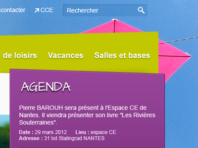 Agenda header navigation search sidebar
