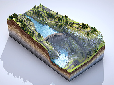 Level 02 03 3d cinema4d dam design forest grass level modeling mud rails railway rendering rocks sediment terrain texture train trees viadukt