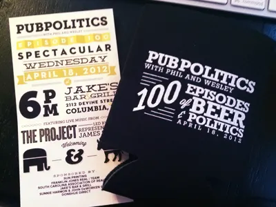 Pub Politics 100 Koozie and invite ampersand democrat donehuedirect koozie pubpolitics republican rockwell wisdomscript