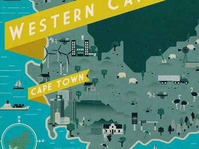 Western Cape icons illustration map radio vector