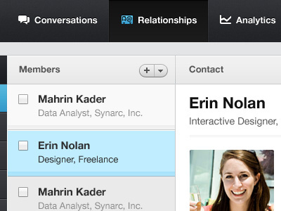 Relationships address book contacts dark relationships ui