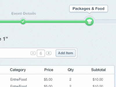 Add Item - Modify Packages input interface number picker table ui