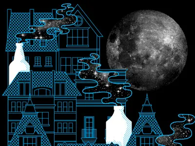 XX adam hanson art print bottles design halftone illustration moon screen print space trippy vector vintage