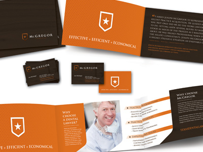 McGregor Collateral brand collateral design dental graphic design identity legal shield star