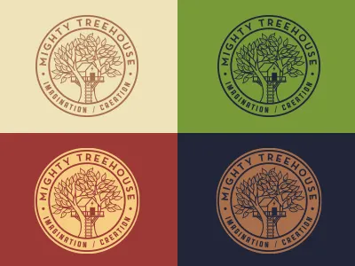 Mighty Treehouse badge branding crest design logo rinker seal tree treehouse type typography