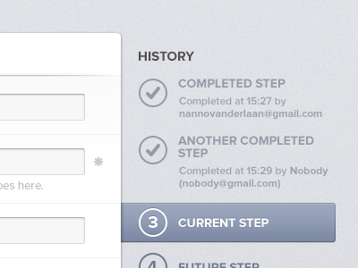 History dialog form history input steps