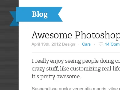 Blog blog blue grey helvetica ribbon white