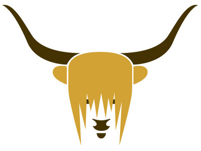 highland cow animal illustration minimal scotland