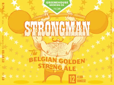 Strongman beer circus label packaging typography