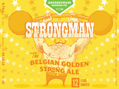 Strongman beer circus label packaging typography