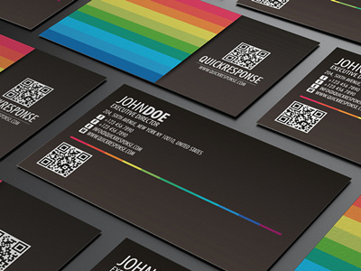 Quick response business card design version 04 black card brand branding business business card card clean colorful colorful business card colors corporate corporate business card creative business card detail business card futura landscape minimalism modern name card pixel portfolio card print ready professional professional card qr business card qr code quick response rainbow card