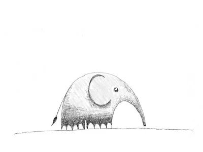 Littlephant elephant grey illustration pencil sketch