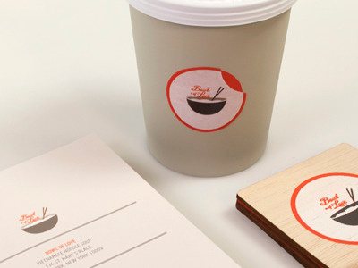 Bowl of Love asian branding graphic design logo orange packaging pho restaurant vietnamese wood