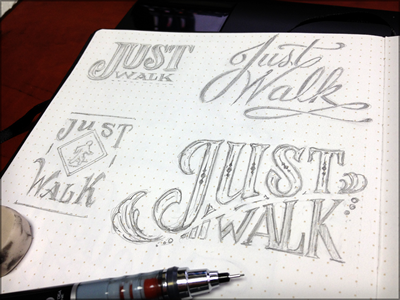 Toodles 28: Just Walk hand drawn illustration lettering pencils sketch toodles