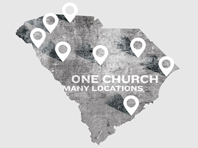 One Church Many Locations Shirt church distressed knockout south carolina tshirt typography