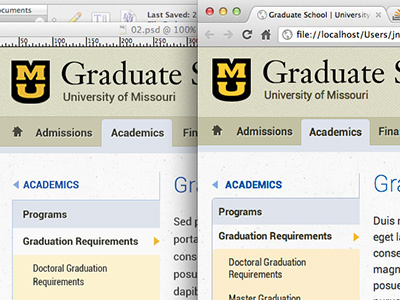Graduate School Psd to Css css photoshop website