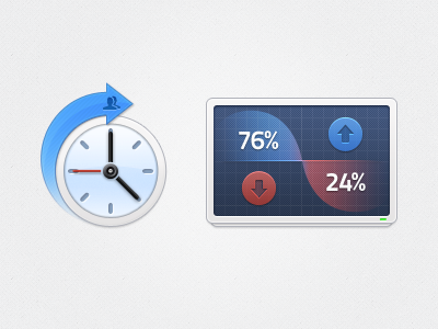 Mixpanel Flow Icons analysis analytics blue chart clock icons red