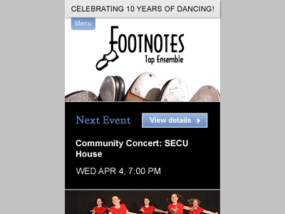 FTE Homepage: Mobile dance mobile web design