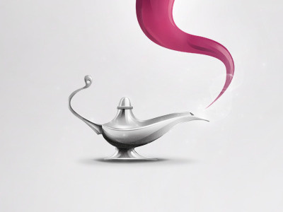 MS Wonderlamp agency creative agency design genie magenta magic pink silver vector wish wishes wonderlamp