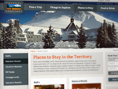 Mt Hood Territory 2 interactive mt hood tourism travel ui ux web