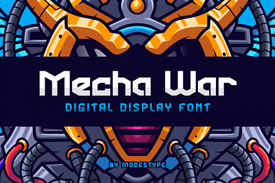 Mecha War – Digital Display Font branding children design digital display display font font futuristic game gaming illustration kids modern movie poster scifi youtube