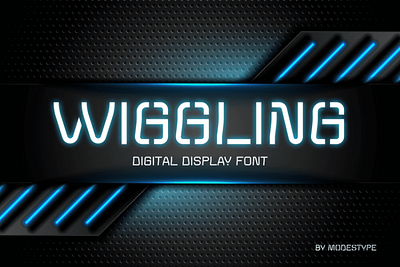 WIGGLING – Digital Display Font branding children design digital display display font font futuristic game gaming illustration movie poster scifi youtube