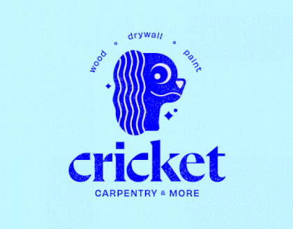 Cricket Carpentry after effects animation branding cartoon craftsman cricket dog dog logo illustrator logo logo design mascot motion motion design motion graphics