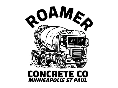 Roamer Concrete Co Graphic Design branding civil engineering concrete custom custom design custom hand drawn custom illustration design graphic design hand drawn hand drawn design hand drawn illustration illustration logo t shirt t shirt design truck vintage vintage design vintage style