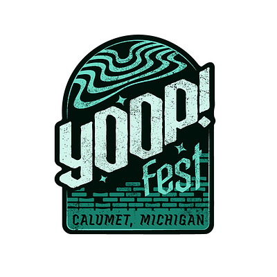 YOOP! FEST aurora badge badge logo bricks calumet diy logo logo design michigan music festival music logo northern lights