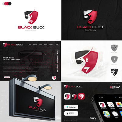 Black Buck Cyber Security Logo Design & Branding Visual branding cyber security logo digital encryption firewall illustrator lock logo logo design privacy logo protection safe logo shield threat detection