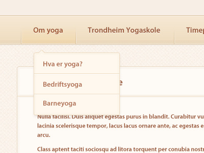 Yogaschool calm menu pattern sub menu warm website yoga