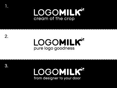 One of these or none? black concept domain graphic logo mark milk monochromatic sub text tagline text white