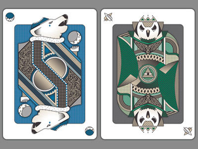 Cards Part 1 blue cards green illustration illustrator owl vector wolf