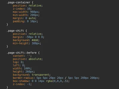 Overlap w/ Faded Box Shadow css css box shadow pseudo elements
