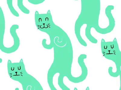 Happy Kitty cat cats green illustration kitty pattern screenprint