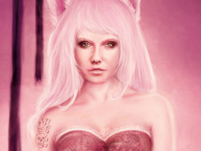 The night digital painting paint photoshop pink realism woman