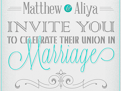 Invite invite turquoise type typography wedding