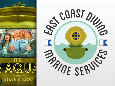 Revised Dive Shop Logo alpha flag bill murray branding diving identity life aquatic logo mark v dive helmet navy ocean scuba scuba dive scuba logo scuba shop the life aquatic waves
