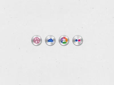 Metal Social Media Buttons buttons dribbble flickr icons metal mobile me network picasa social social media ui ux