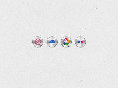 Metal Social Media Buttons buttons dribbble flickr icons metal mobile me network picasa social social media ui ux