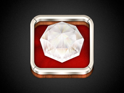 Diamond Treasure Hunt App Icon app app icon crystal diamond game icon ios iphone metal photoshop wood