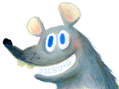 Hi! bear character illustration oil pastel ssebong