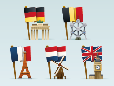 International architectural icons flag illustration infographic international