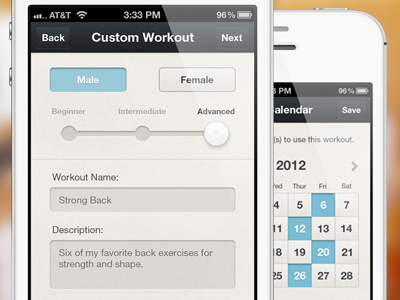 Fitness App female fitness ios design male ui ux