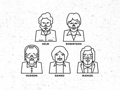 The Band black and white illustration levon helm portrait texture the band