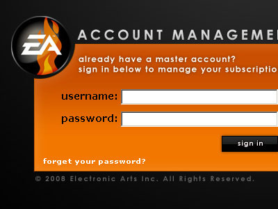 Mythic Account Management account management ea mythic entertainment ui website