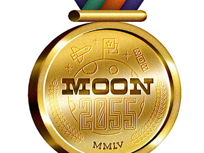 Future Gold Medal 55dsl future gold illustration medal moon olympics planet shuttle space sport