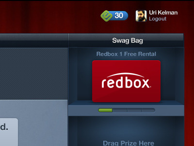 Swag Bag Shelf bag card gift gift card meter skeuomorphic swag swagbucks ui