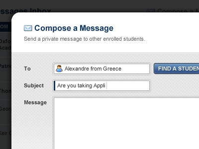 Compose a Message blue compose field grey login message popup send student text texture type white