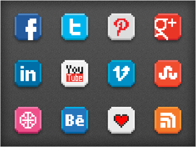 Free download: 8-bit social icon pack 1980s 8 bit gaming icons nostalgia retro social media video games